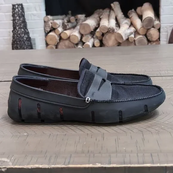Swims Black Mens Rubber Mesh Boat Loafer Water Beach Pool Shoes Size 11 - Picture 3 of 10